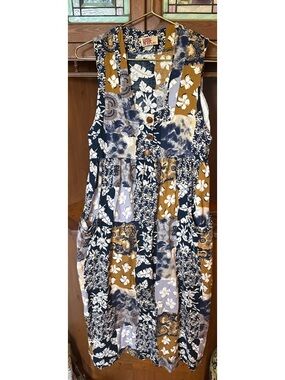 Katie MFG vintage union made floral patchwork baby doll style mid length dress 8